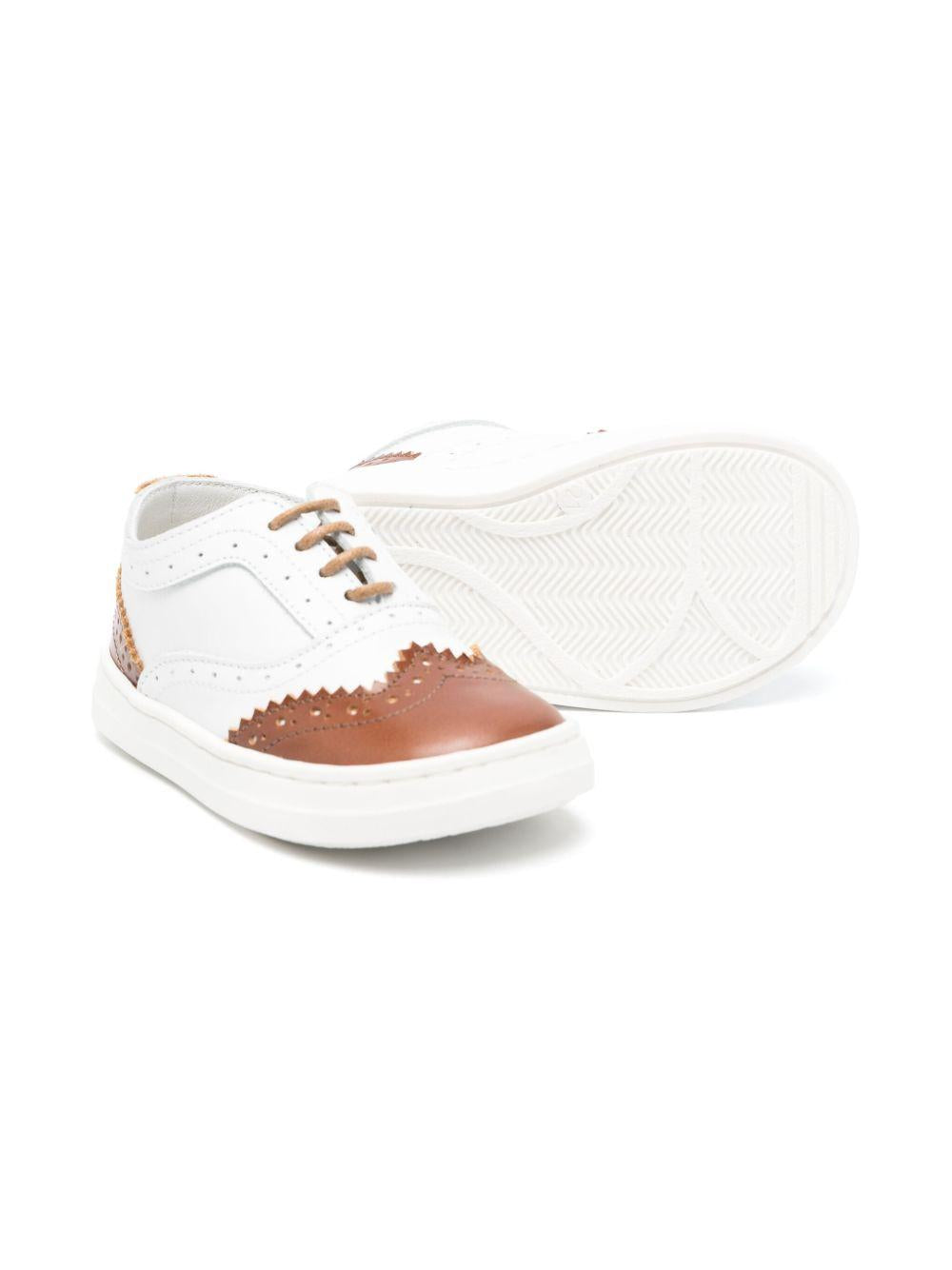 Brogues in pelle per bambino BabyWalker bianco con dettaglio traforato PB5275 WHITE/CAMEL BABYWALKER 