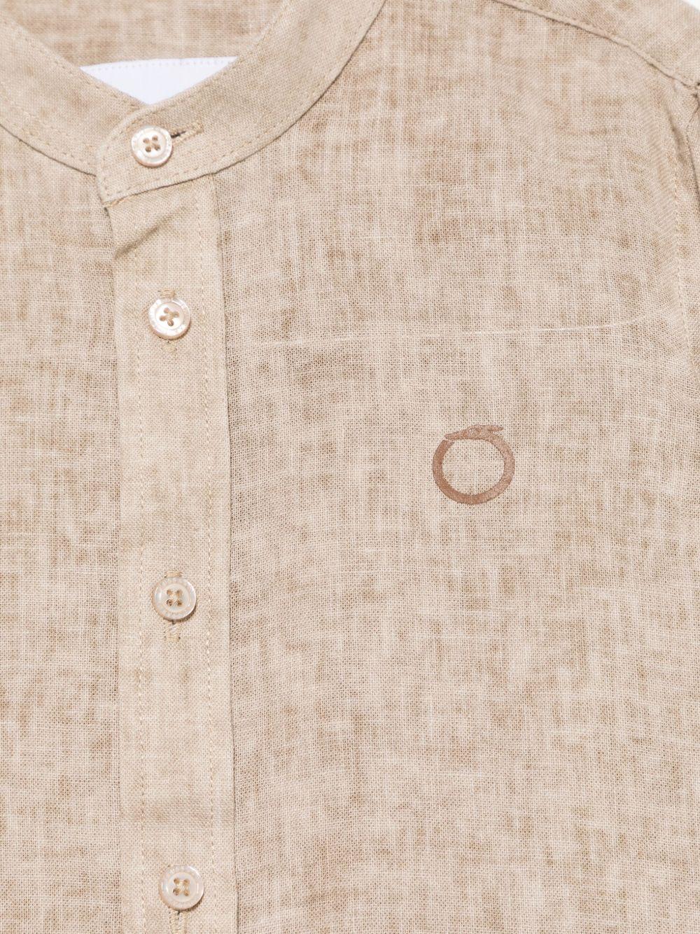 Camicia per bambino Trussardi Junior beige con stampa sul fondo e falsatura frontale con abbottonatura TBP25103CA BEIGE MOICA TRUSSARDI JUNIOR 