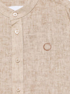 Camicia per bambino Trussardi Junior beige con stampa sul fondo e falsatura frontale con abbottonatura TBP25103CA BEIGE MOICA TRUSSARDI JUNIOR 