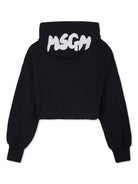 Felpa con cappuccio per bambina MSGM Kids nero con trama jersey F4MSJGHS140 110 MSGM KIDS 