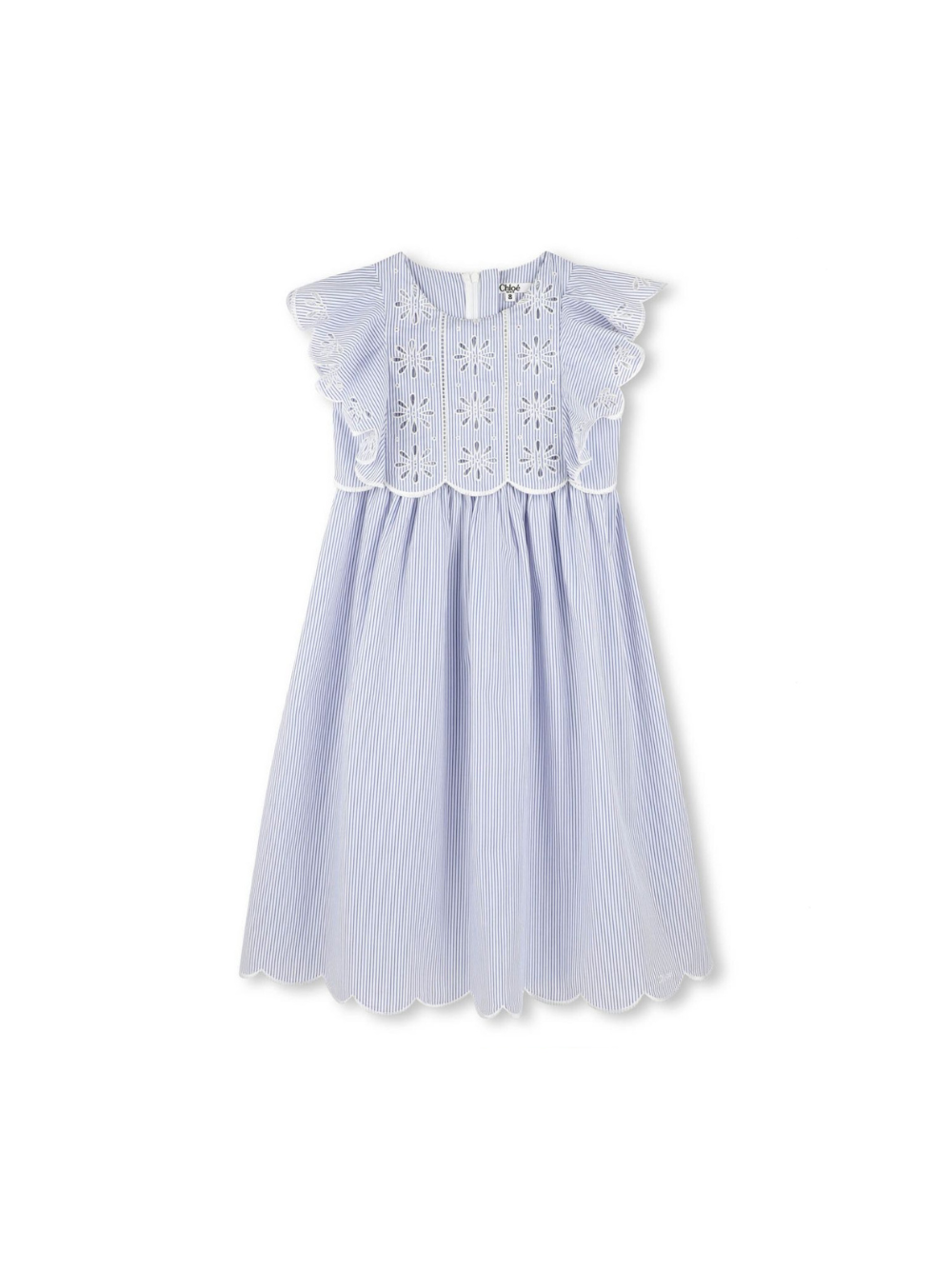Abito a righe per bambina Chloé Kids azzurro con scollo rotondo C20446 N48 CHLOE' KIDS 