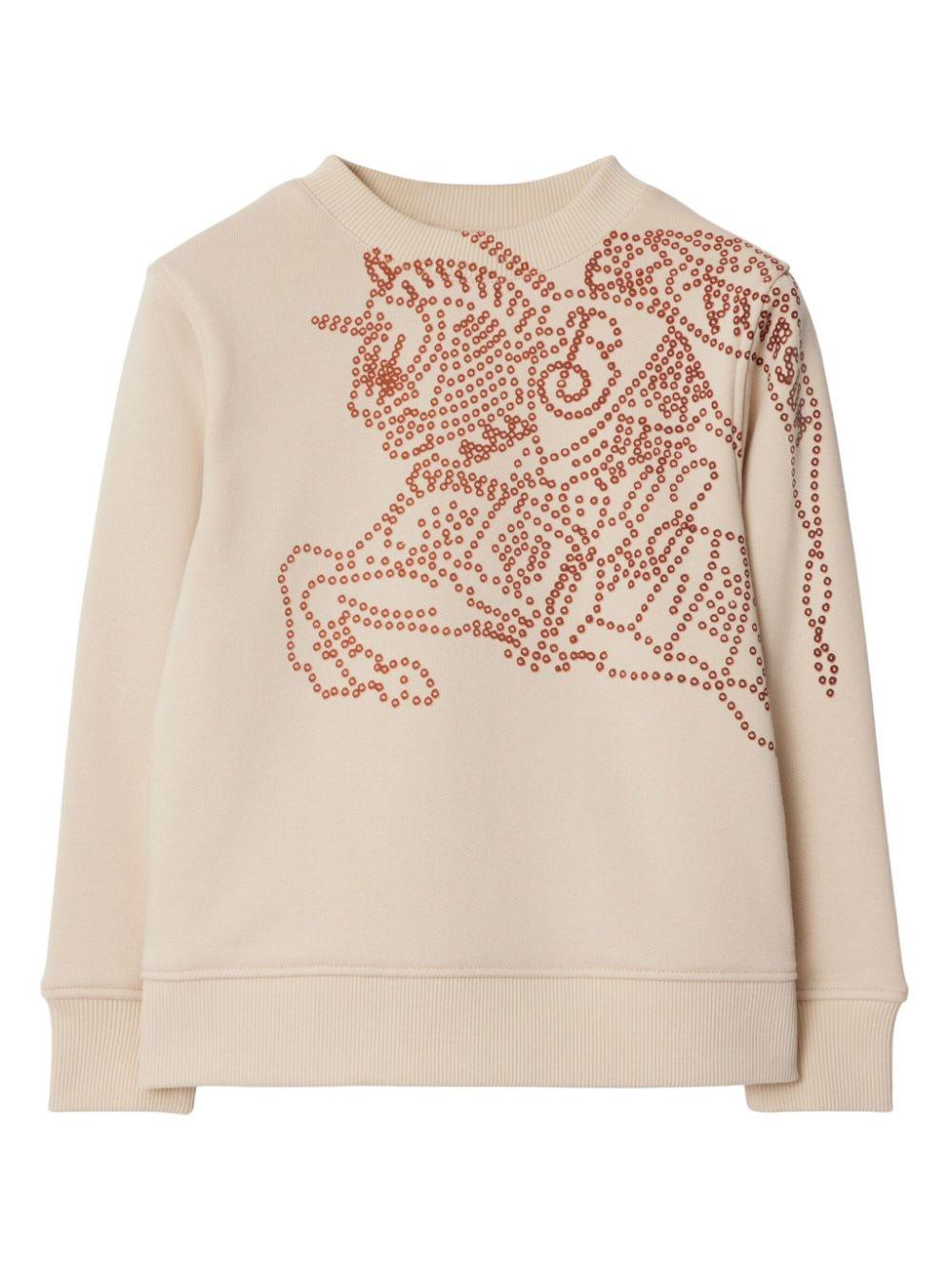 Felpa con stampa Horsebit per bambino Burberry Kids beige con orlo dritto 8096164 B8620 BURBERRY KIDS 