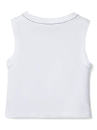 Canotta crop per bambina Brunello Cucinelli Kids bianco con scollo rotondo B0R41T852 C159 BRUNELLO CUCINELLI KIDS 