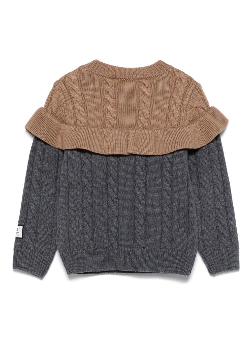 Maglione per bambina Douuod Kids marrone e grigio a trecce DV9A30 W0033 810BG DOUUOD 