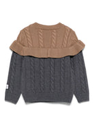 Maglione per bambina Douuod Kids marrone e grigio a trecce DV9A30 W0033 810BG DOUUOD 