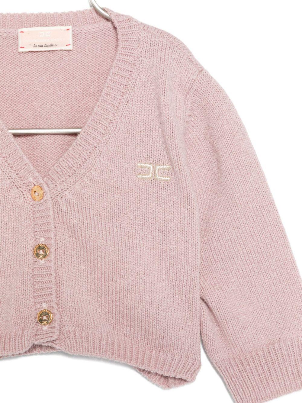 Cardigan per neonata Elisabetta Franchi La Mia Bambina viola con scollo a V ENMA013CFL230 D751 ElISABETTA FRANCHI 