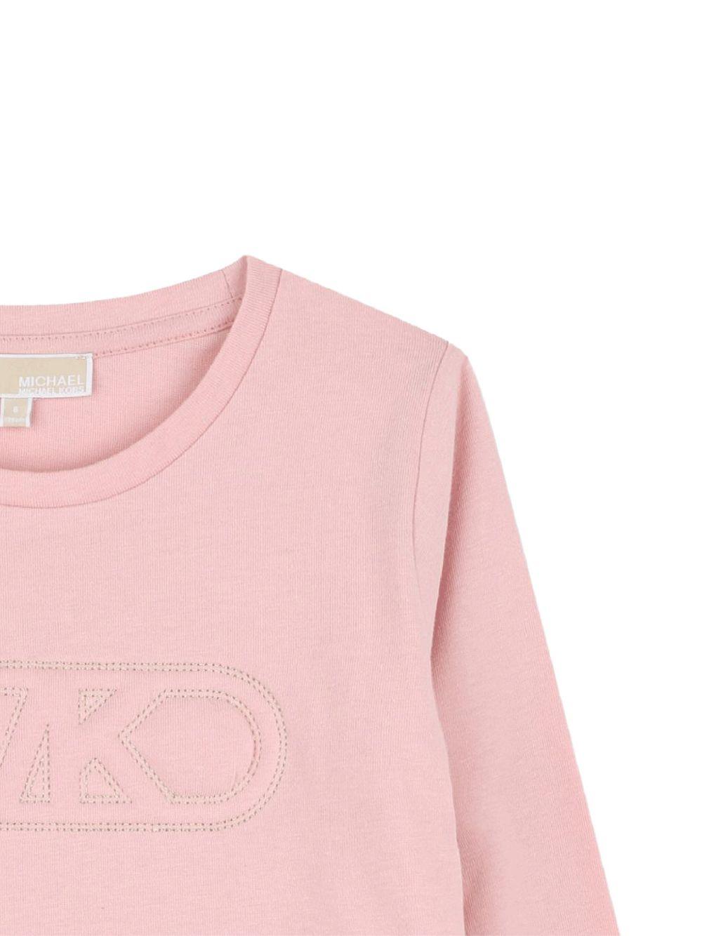T-shirt per bambina Michael Kors Kids rosa con ricamo logo R30493 45R MICHAEL KORS KIDS 