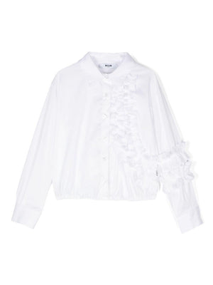 MSGM Kids white poplin shirt for girls