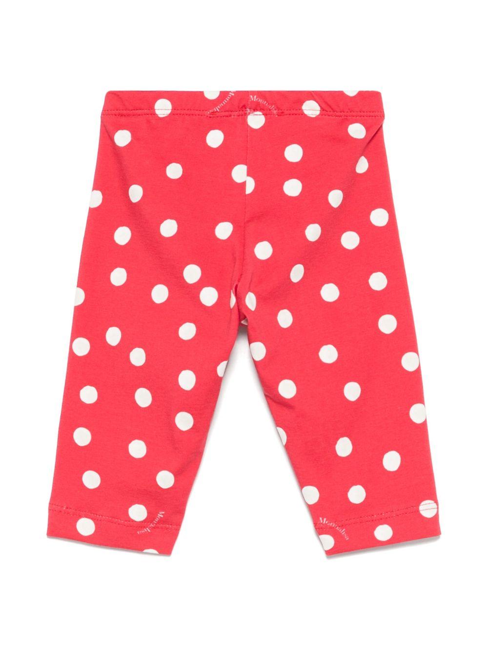 Leggings per neonata Monnalisa rosso a pois in jersey 31E409 5619 4499 MONNALISA 