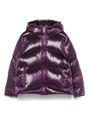 K Way Kids purple padded hooded down jacket for girls