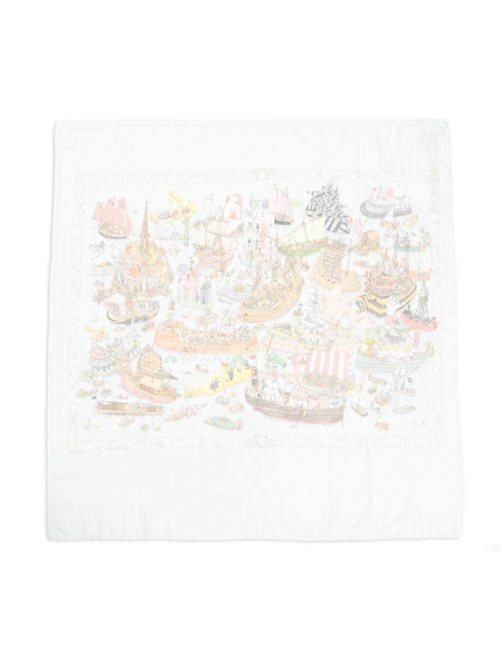 Coperta per neonati Atelier Choux azzurro con stampa grafica CA-CQ-OCA C-U ATELIER CHOUX PARIS 