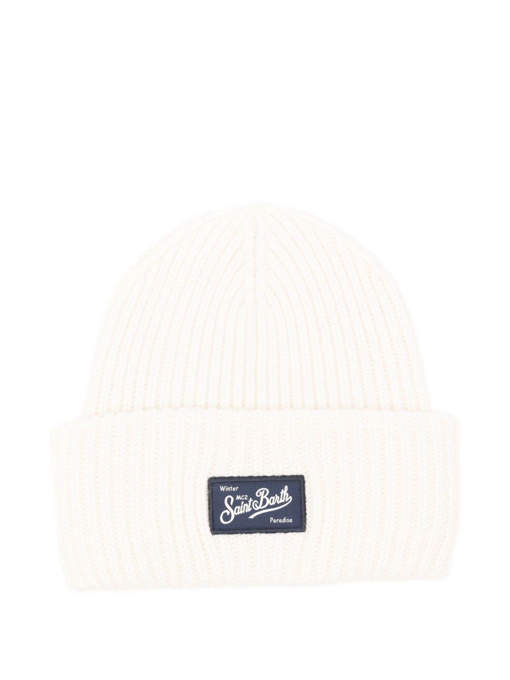 Berretto per bambino MC2 Saint Barth Kids bianco con toppa con logo BRR0001 02299I MC2 ST. BARTH KIDS 