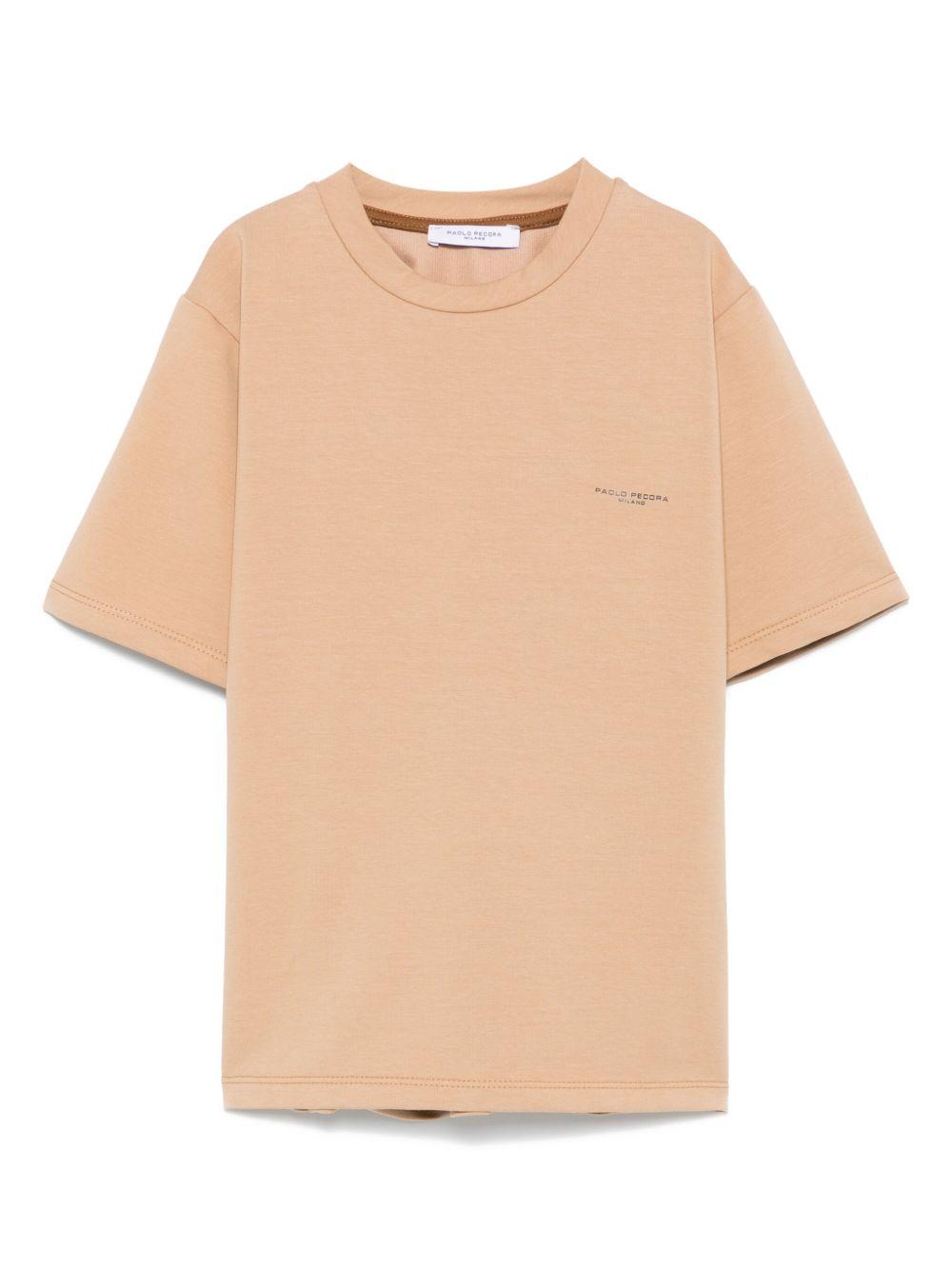 T-shirt per bambino Paolo Pecora Kids beige con logo sul petto PP4017 BEIGE PAOLO PECORA KIDS 