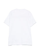 T-shirt per bambino Stone Island Junior bianco con ricamo con orlo dritto K1S162100007S0050 V0001 STONE ISLAND JUNIOR 