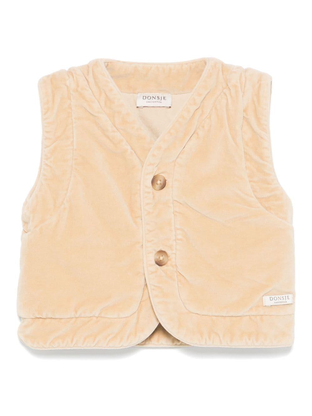 Gilet Olaev per neonato Donsje beige con scollo a V 4085501 00066 DONSJE 