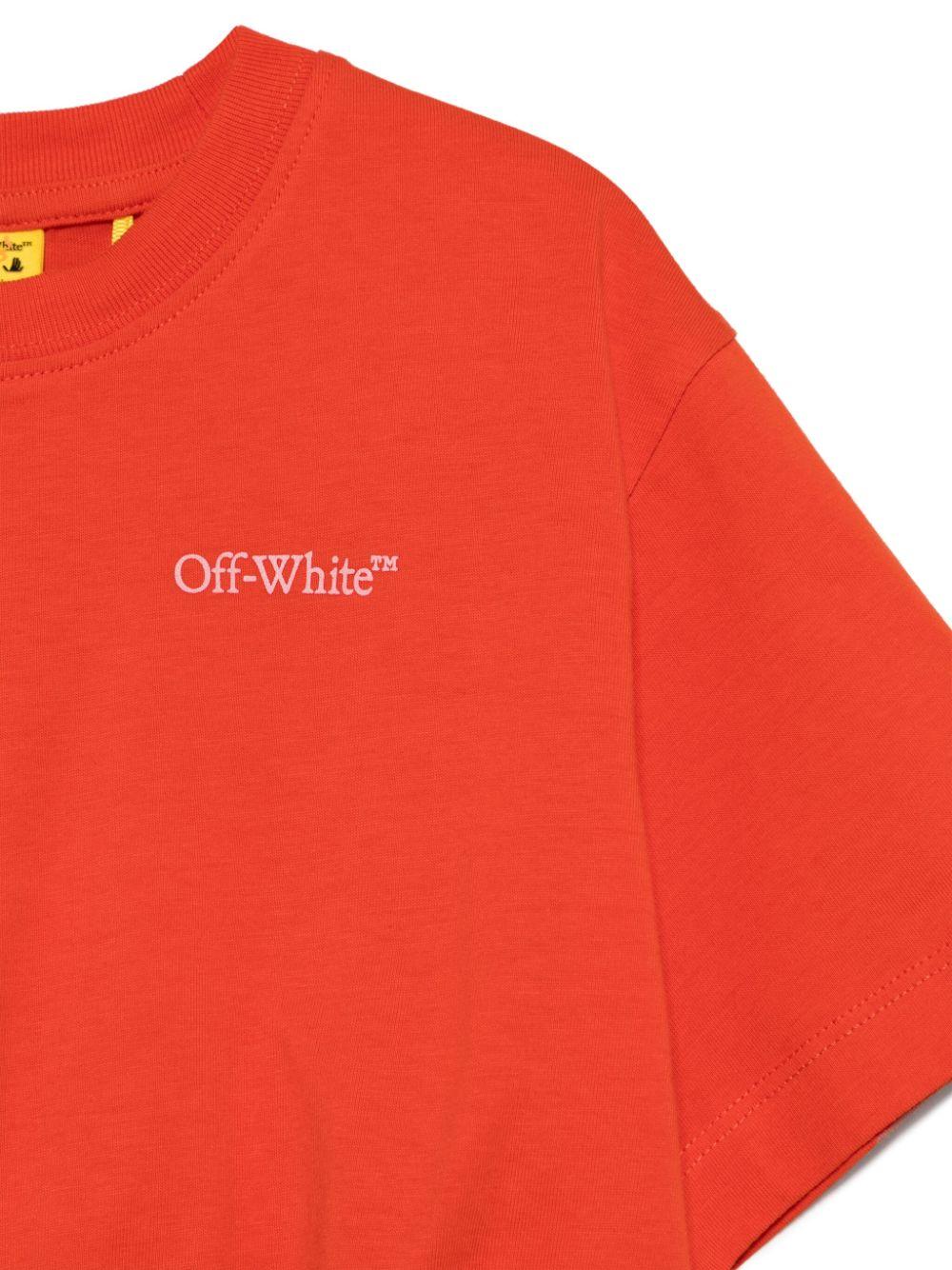 T-shirt con stampa logo per bambina Off-White Kids rosso con maniche corte OGAA018S25JER001 2630 OFF WHITE KIDS 