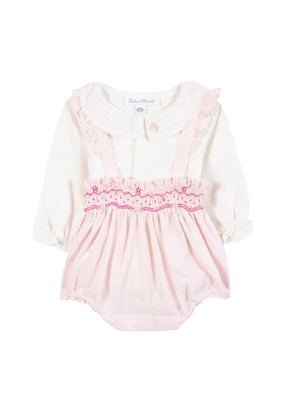 Set due pezzi per t-shirt e shorts per neonata Tartine Et Chocolat rosa con colletto alla Peter Pan CB37020 31 TArtine & Chocolat 