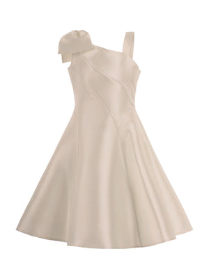 Abito per bambina Monnalisa beige monospalla con fiocco