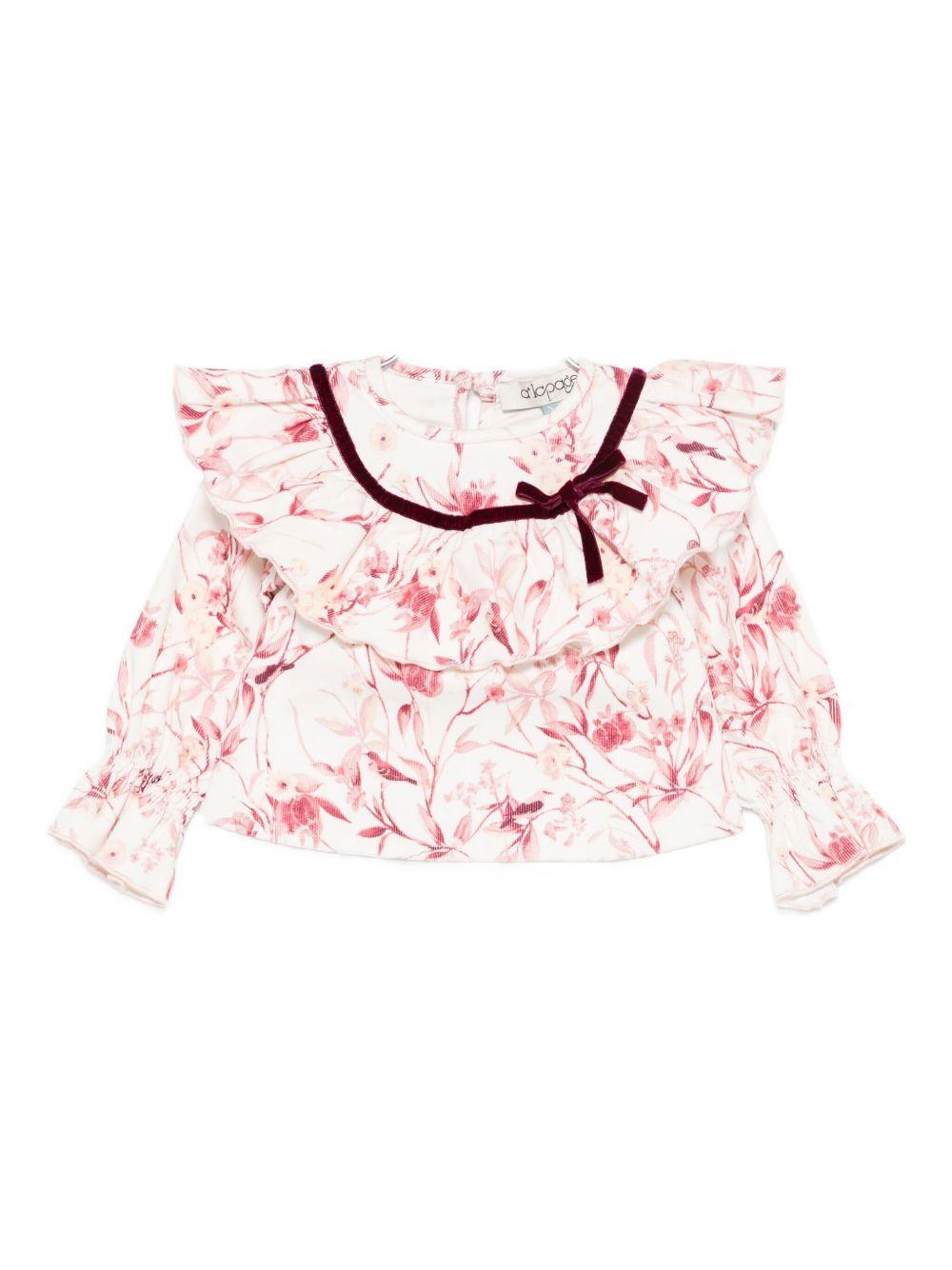 Camicia per neonata A'lapage rosa con stampa floreale AL27BNB AMARENA A'LAPAGE 