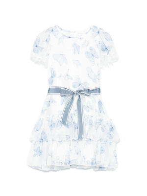 Monnalisa baby girl's light blue dress with butterfly print