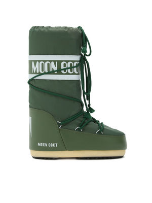 Moon Boot Kids Green Icon Snow Boots with Logo Band