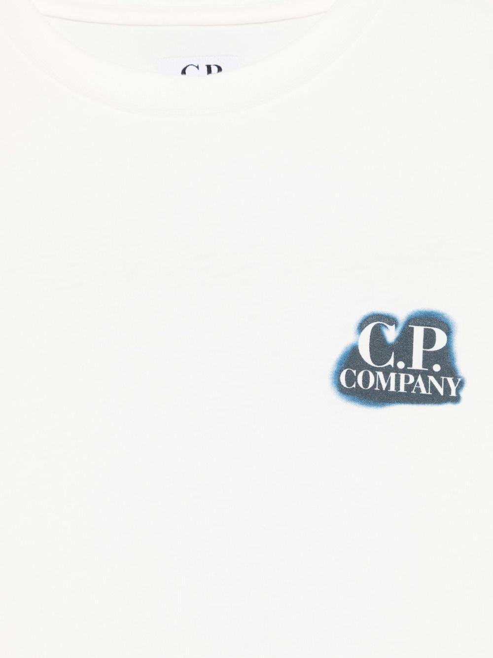 T-shirt per bambino C.P. Company bianco stampa con logo sul petto CUM00LLAA17 10135 C.P.COMPANY KIDS 