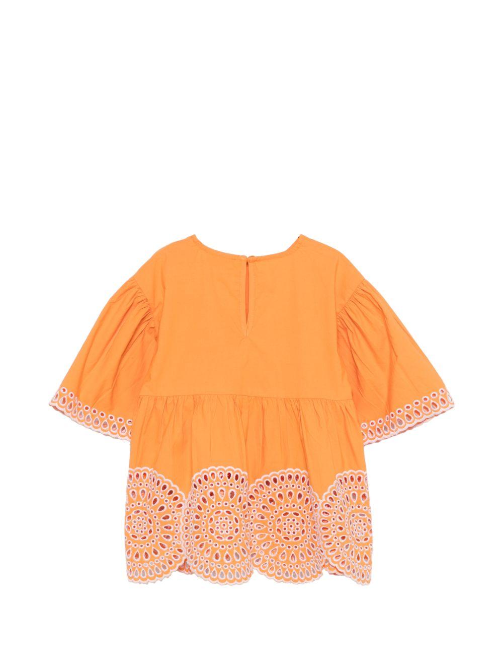 Blusa per bambina Stella McCarteny Kids arancione con dettagli ricamati TY5A02 Z3459 465 STELLA McCARTNEY KIDS 