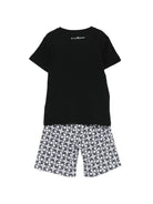 Set due pezzi per bambino Jhon Richmond Junior nero con monogramma RBP26004CJ BLACK JOHN RICHMOND JUNIOR 