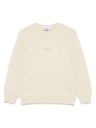 Felpa per bambino Stone Island Junior beige girocollo con stampa con logo K1S166100018S0131 V0095 STONE ISLAND JUNIOR 