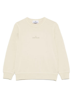 Felpa per bambino Stone Island Junior beige girocollo con stampa con logo