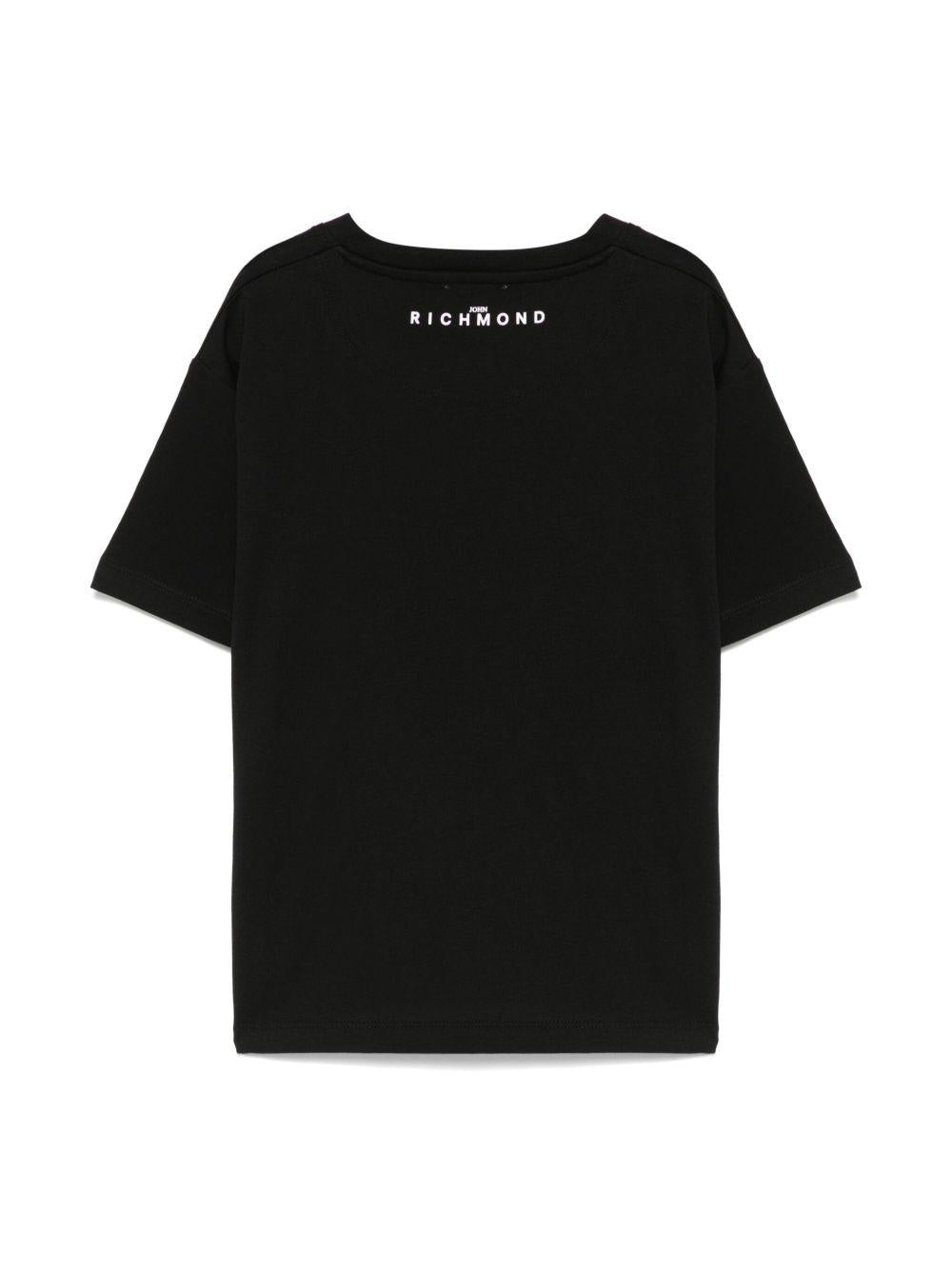 T-shirt per bambino John Richmond Junior nero con applicazione frontale con logo RBP25178TS BLACK JOHN RICHMOND JUNIOR 