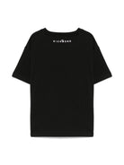 T-shirt per bambino John Richmond Junior nero con applicazione frontale con logo RBP25178TS BLACK JOHN RICHMOND JUNIOR 