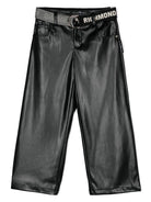 Pantaloni con placca logo per bambina John Richmond Junior nero con passanti RGA24021PA BLACK JOHN RICHMOND JUNIOR 