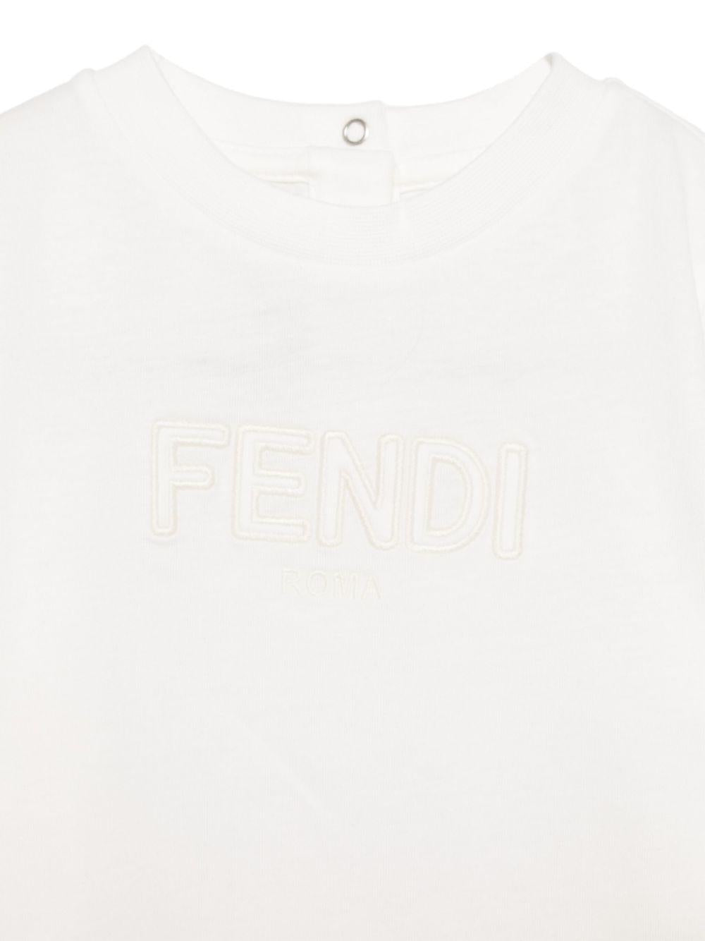 T-shirt per neonati Fendi Kids bianco con bottoni a pressione BUI089 7AJ F0TU9 FENDI KIDS 