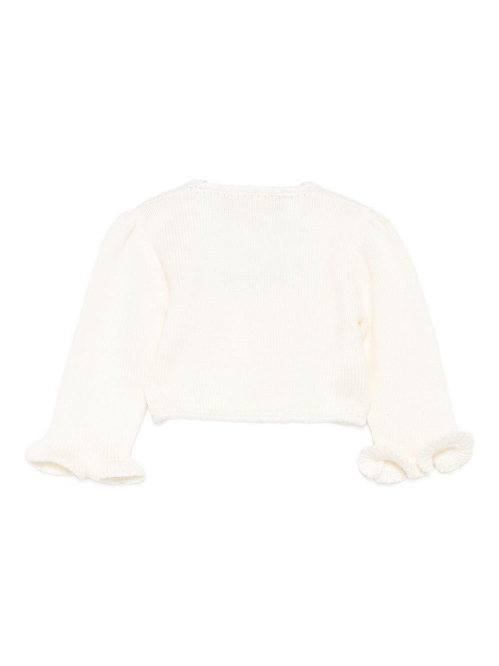 Cardigan per neonata La Stupenderia bianco con polsini arricciati 1WCSC62 802 LA STUPENDERIA 