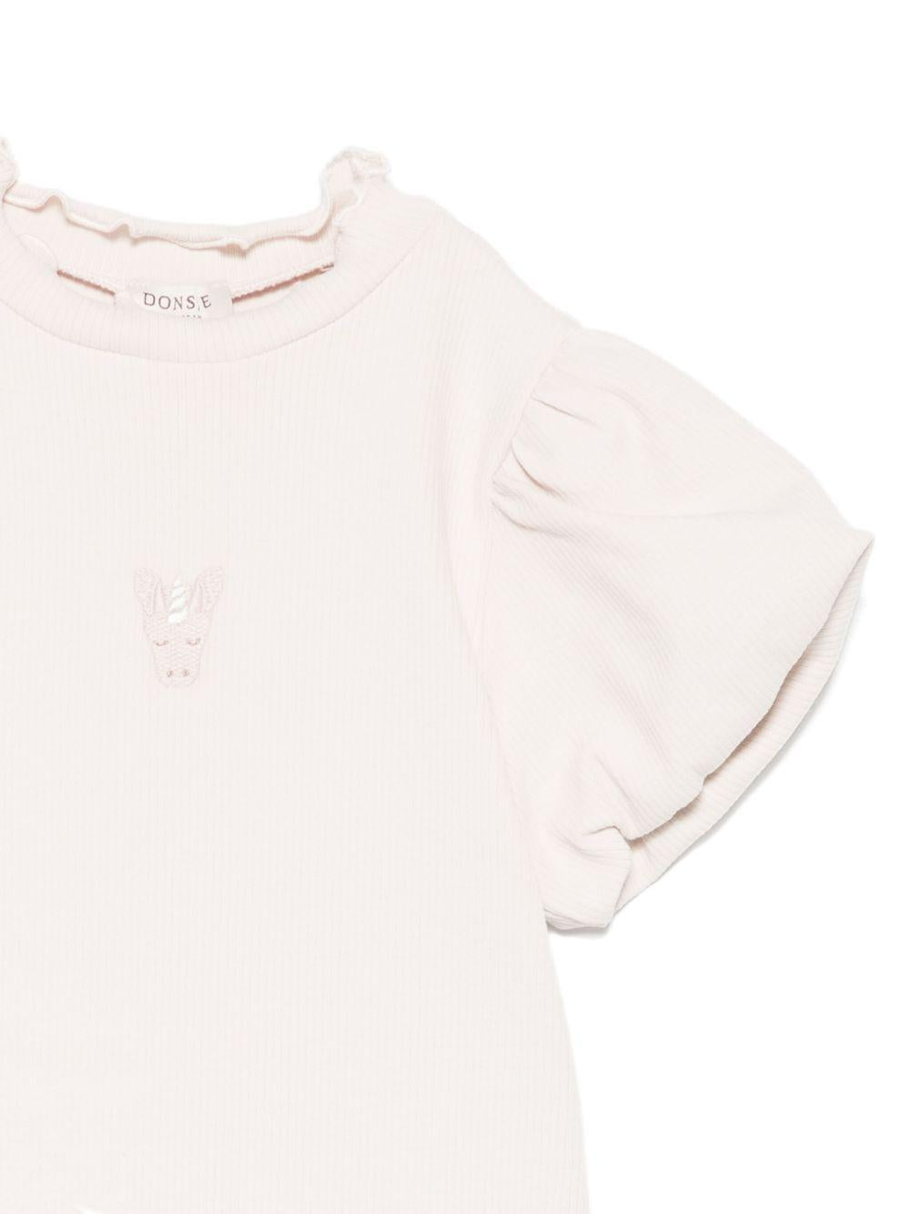 T-shirt per bambina Donsje Nowien beige con motivo con ricamo 4081104 00001 DONSJE 