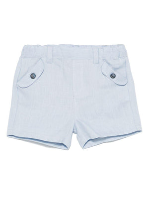 Shorts per neonato Tartine Et Chocolat azzurro in lino con logo sul retro