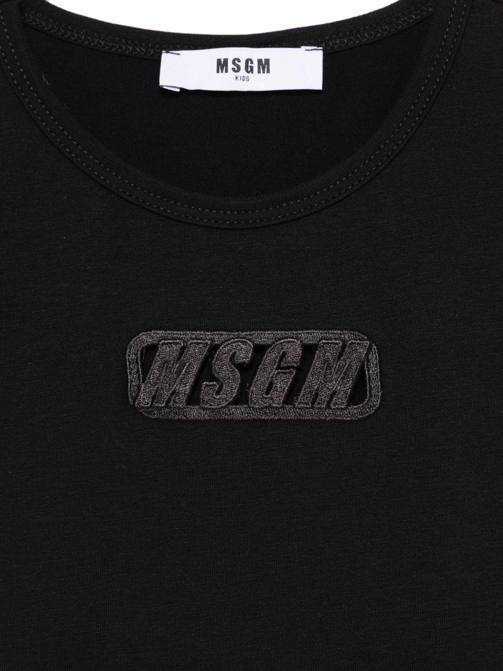 T-shirt per bambina MSGM Kids nero in jersey elasticizzato con ricamo con logo frontale S5MSJGTH081 110 MSGM KIDS 