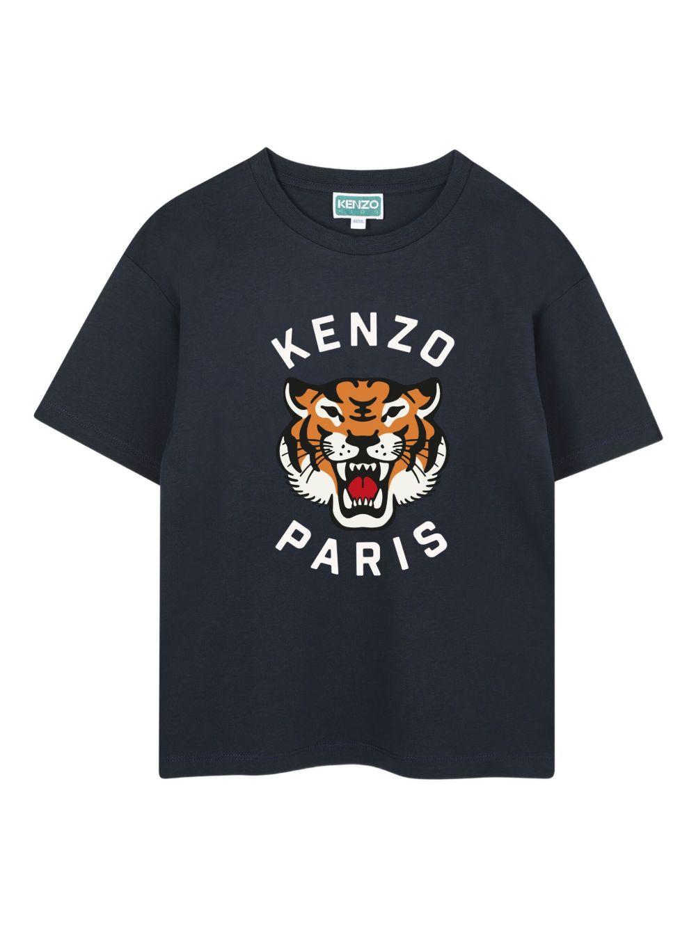 T-shirt per bambino Kenzo Kids blu con stampa Head Tiger K61505 845 KENZO KIDS 