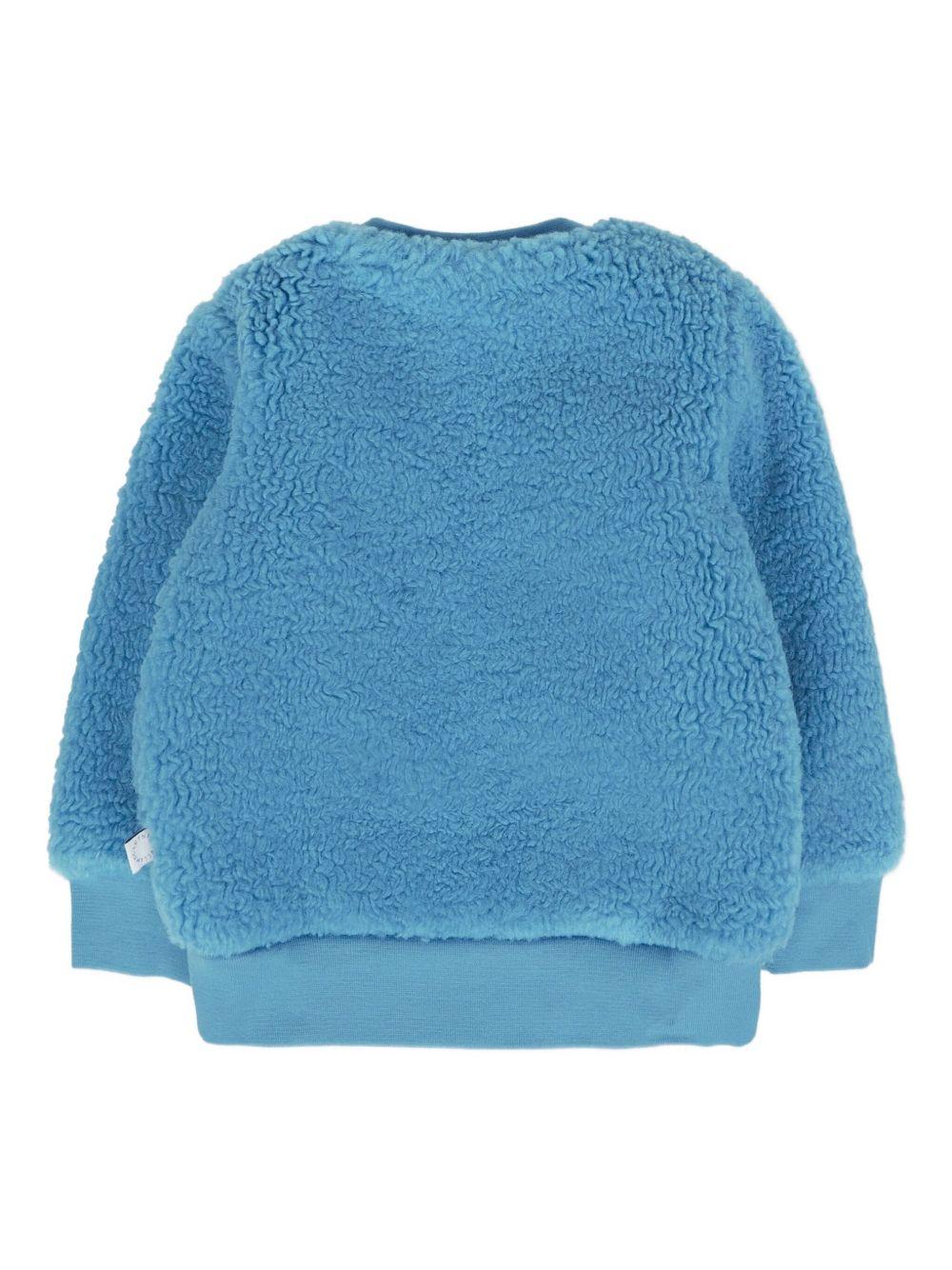 Felpa per neonato Stella McCartney Kids blu con texture teddy in pile TX4570 Z0624 606 STELLA McCARTNEY KIDS 