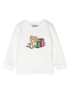 T-shirt per neonati Moschino Kids bianco con stampa Teddy Bear MUO00VLAA10 10063 MOSCHINO KIDS 
