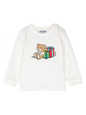 Moschino Kids white baby T-shirt with Teddy Bear print