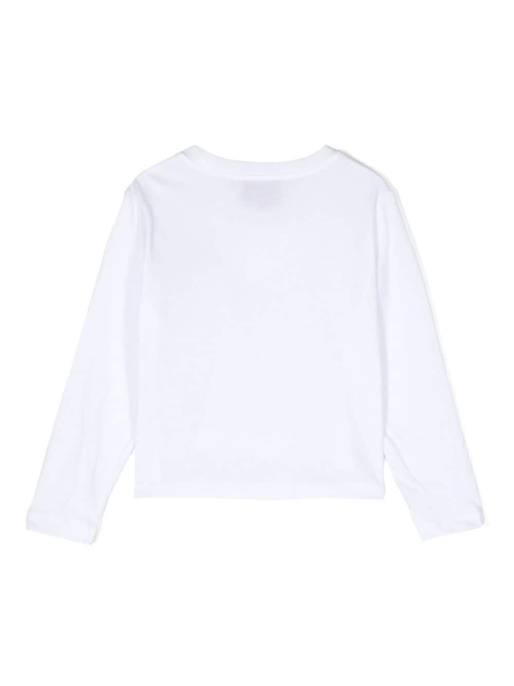 T-shirt con stampa logo per bambino Il Gufo bianco con spacchi laterali corti A24TA320MF001 010 IL GUFO 