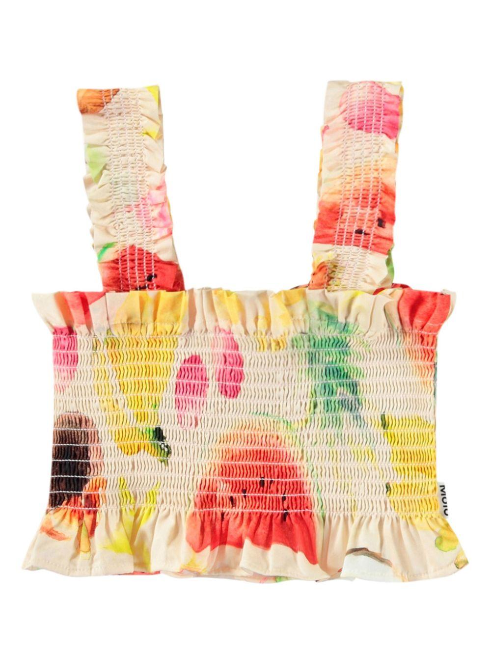 Top per bambina Molo Rolfia beige con stampa grafica all-over 2S25C402 9259 MOLO 