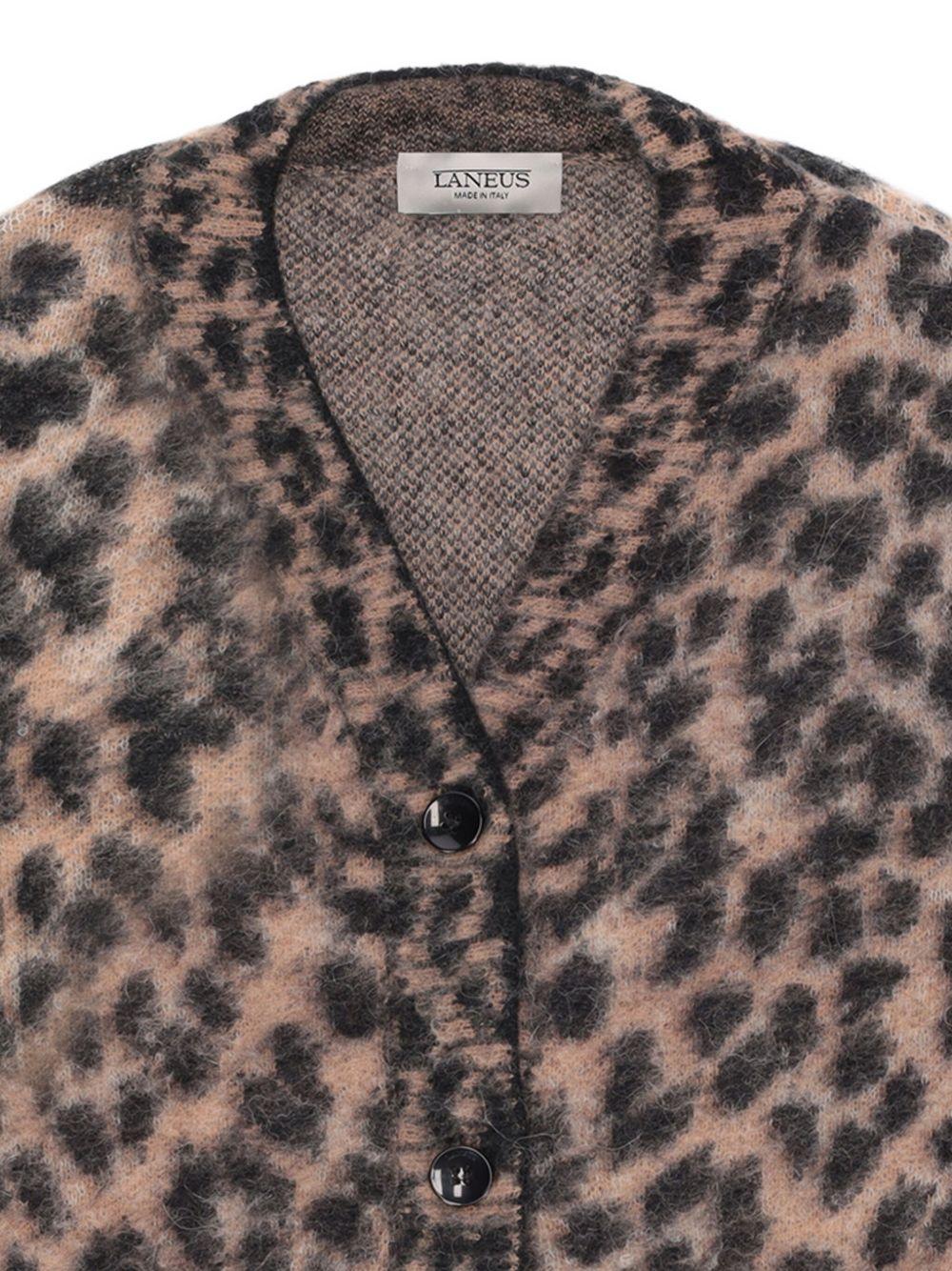 Cardigan per bambina Laneus animalier con scollo a V F5LKJGCA053 570 LANEUS 