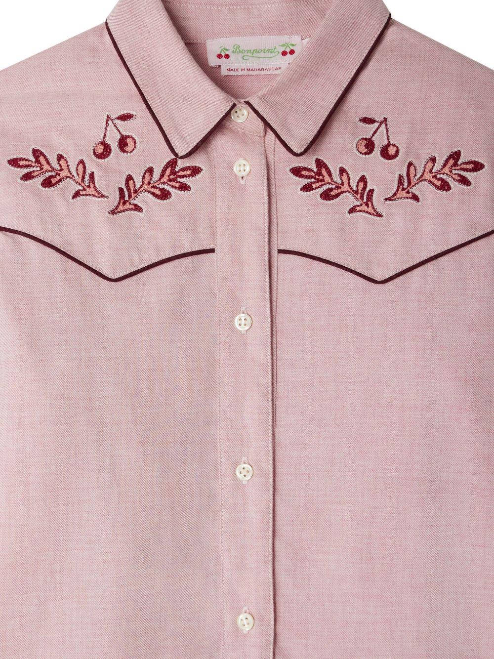 Camicia Jiggle per bambina Bonpoint rosa con carré ricamato W05GBLW00028 021 BONPOINT 