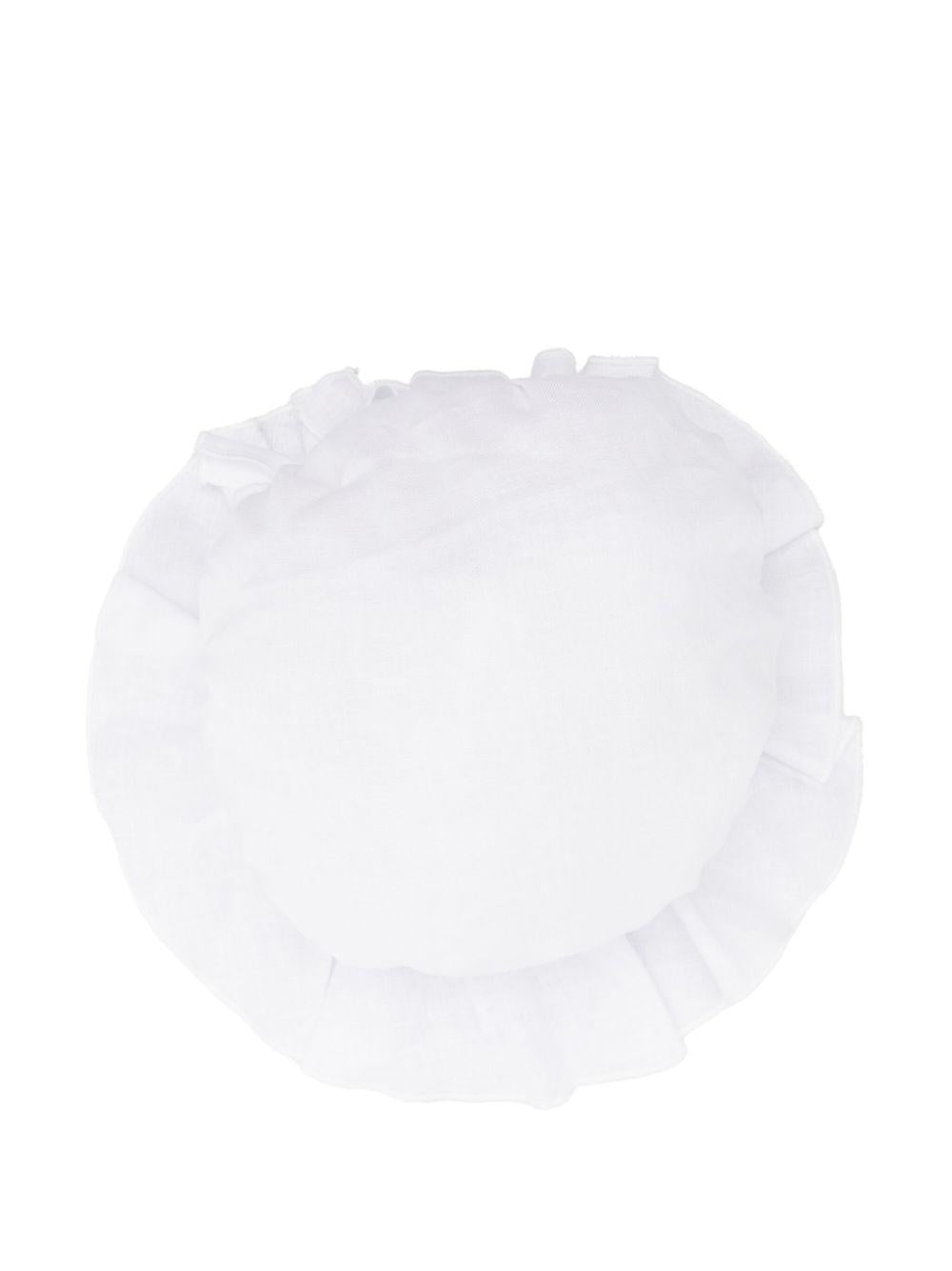 Cappello per neonata La Stupenderia  bianco in lino con fascia elasticizzata e corona piatta TBCP58 D01 LA STUPENDERIA 