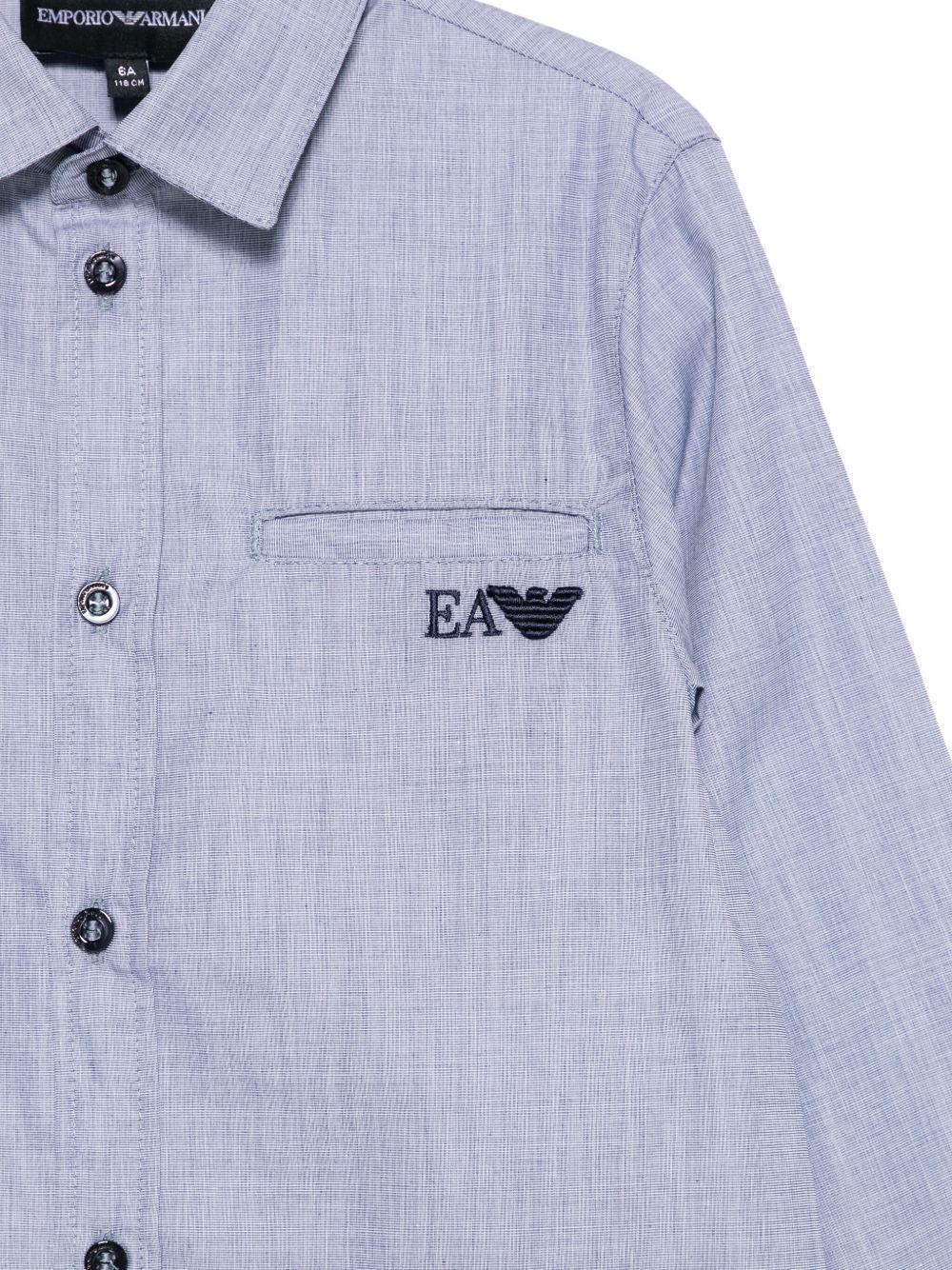 Camicia per bambino Emporio Armani Kids azzurra con logo ricamato EB000621 AF19065 FB004 EMPORIO ARMANI KIDS 