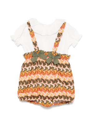 Set body in maglia per neonata La Stupenderia arancione con spalline incrociate
