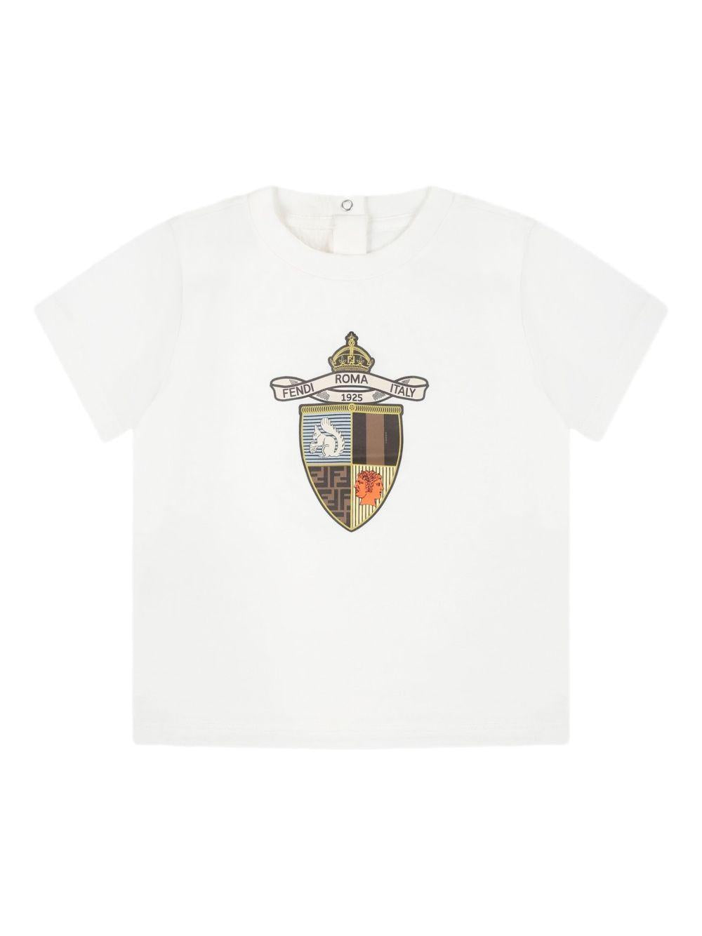 T-shirt per neonato Fendi Kids bianco con stampa grafica sul davanti BMI262 7AJ F0TU9 FENDI KIDS 